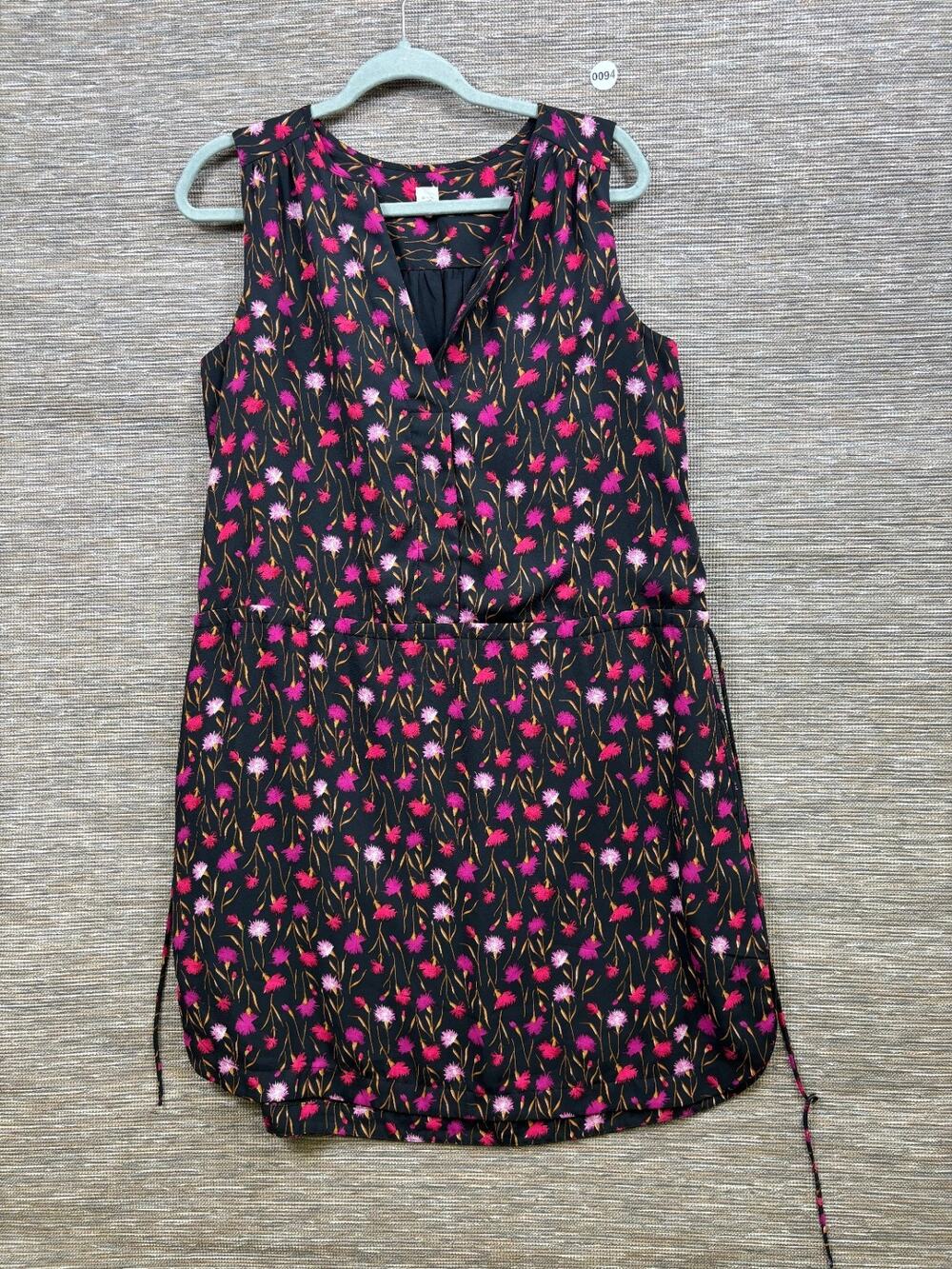 GAP Floral Drawstring Waist Sleeveless Lined Dress Womens Size S Black Pink